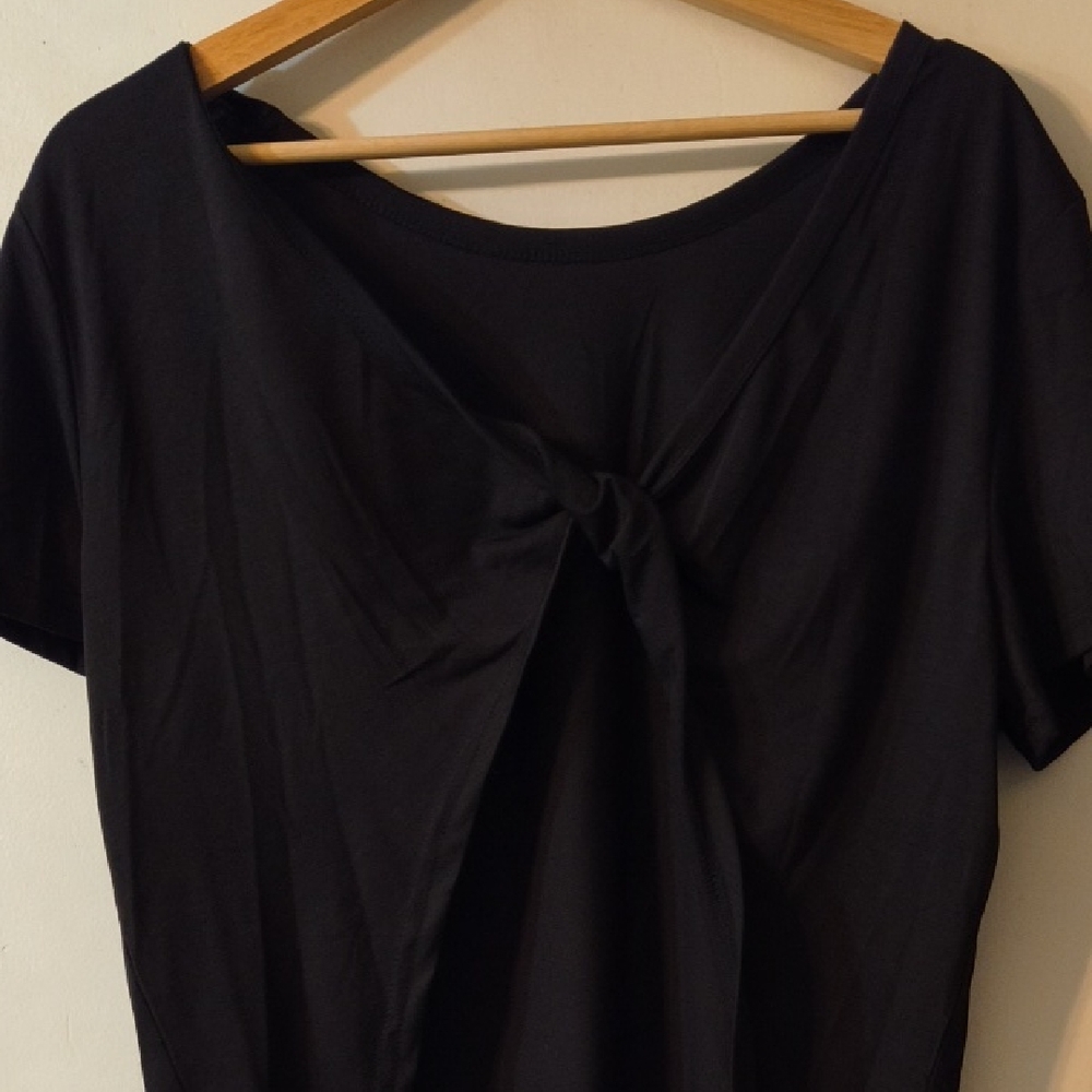Black Tie-Front Top